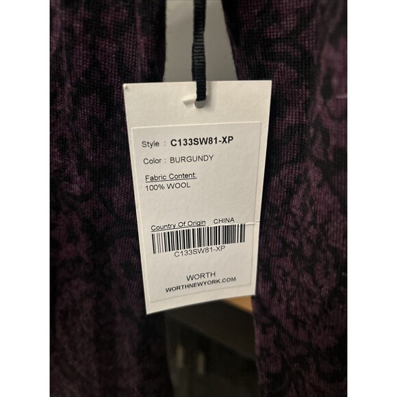 Women’s Worth New York XP Purple & Black 100% Wool Cardigan New With Tags - Picture 4 of 6